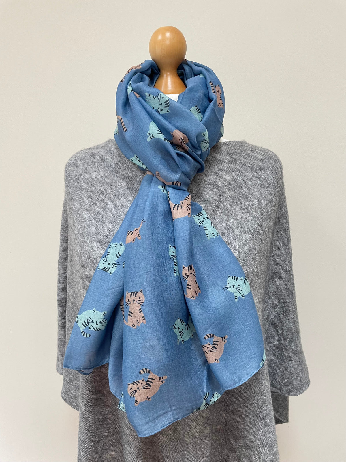 Blue Cute Cats Scarf