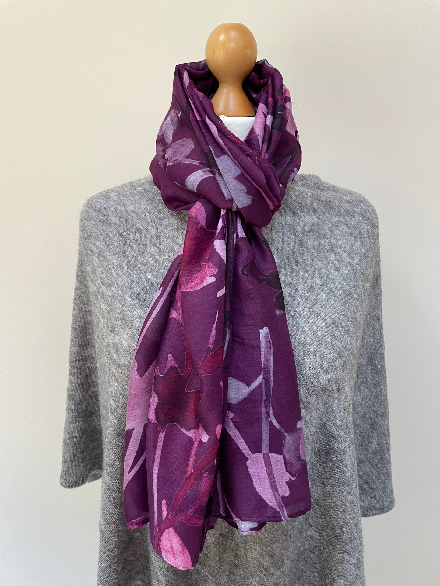 Summer Purple Watercolour Silhouettes Scarf
