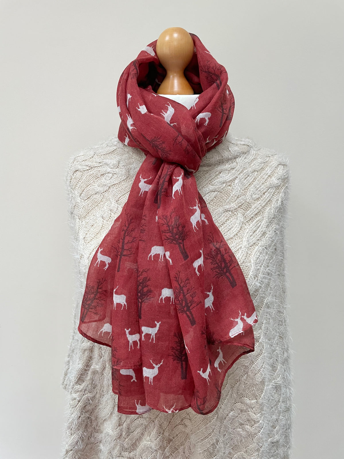 Autumn Rust Christmas Deer Scarf
