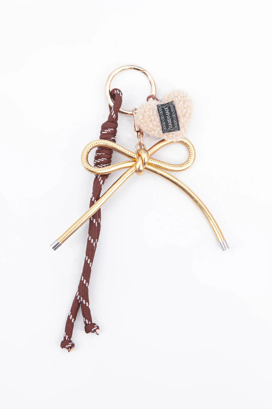 Heart Bow Clip On Bag Charm in Brown