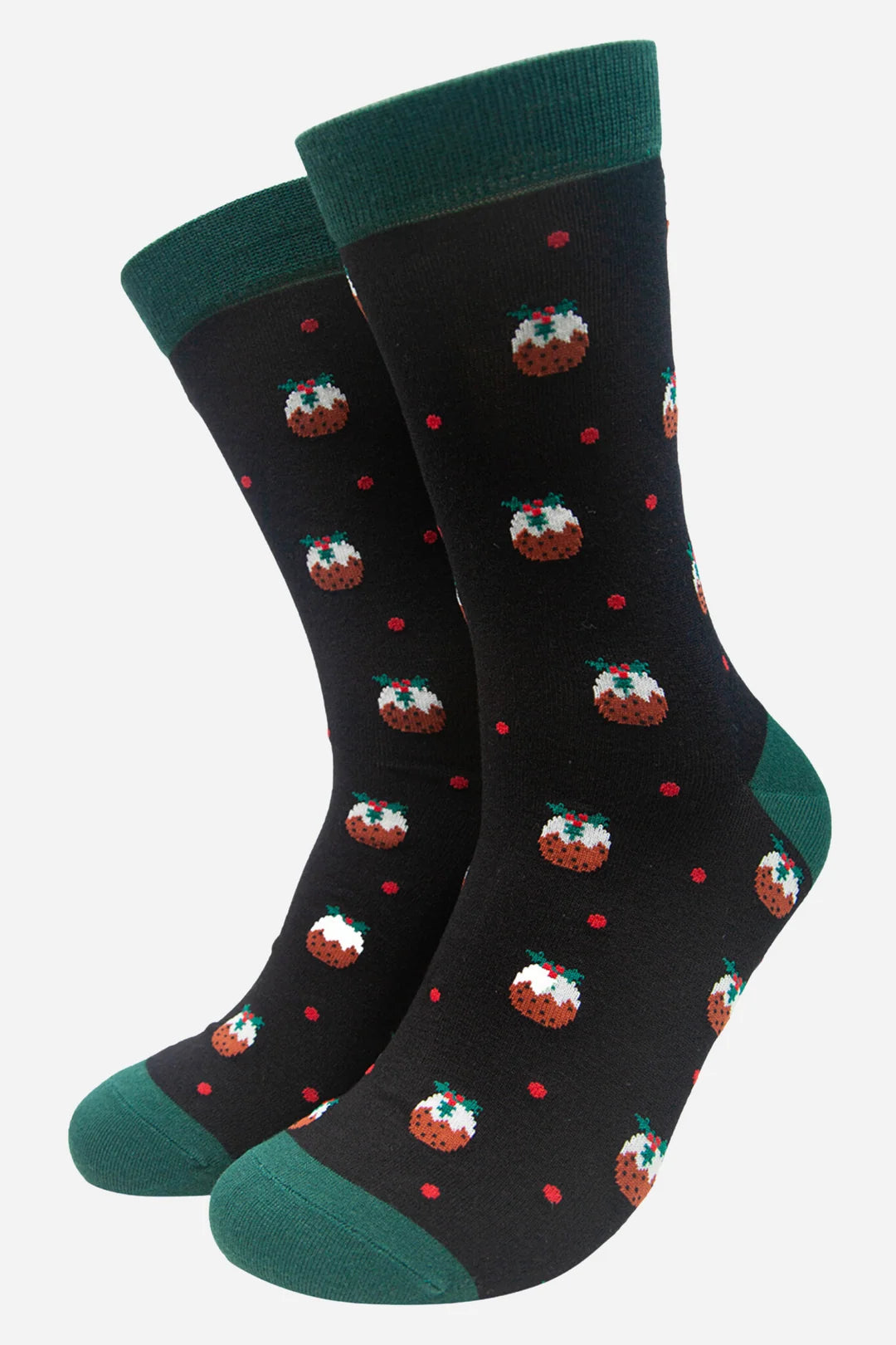 Men's Black Christmas Pudding Bamboo Socks Size 7-11
