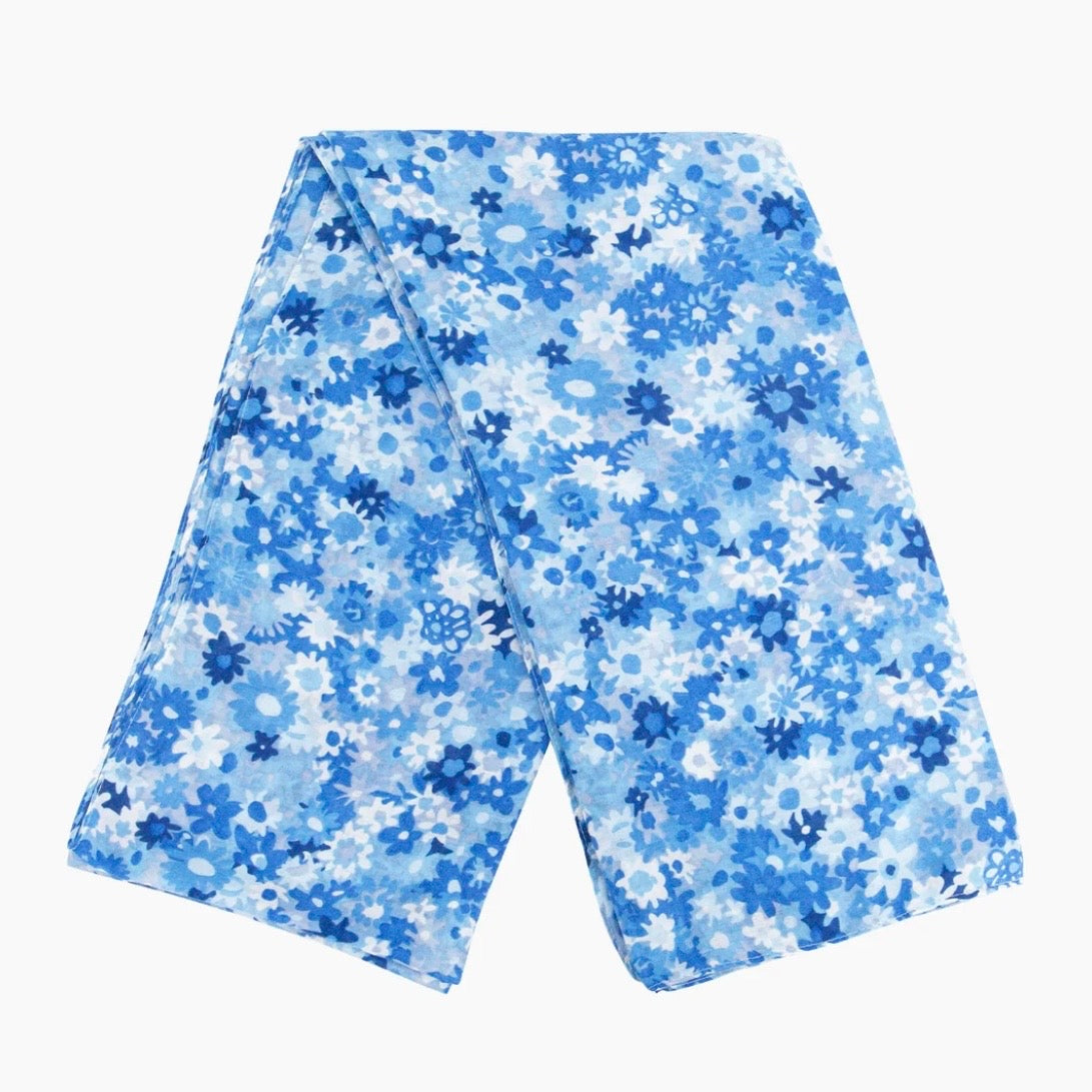 Summer Blue Flower Print Scarf