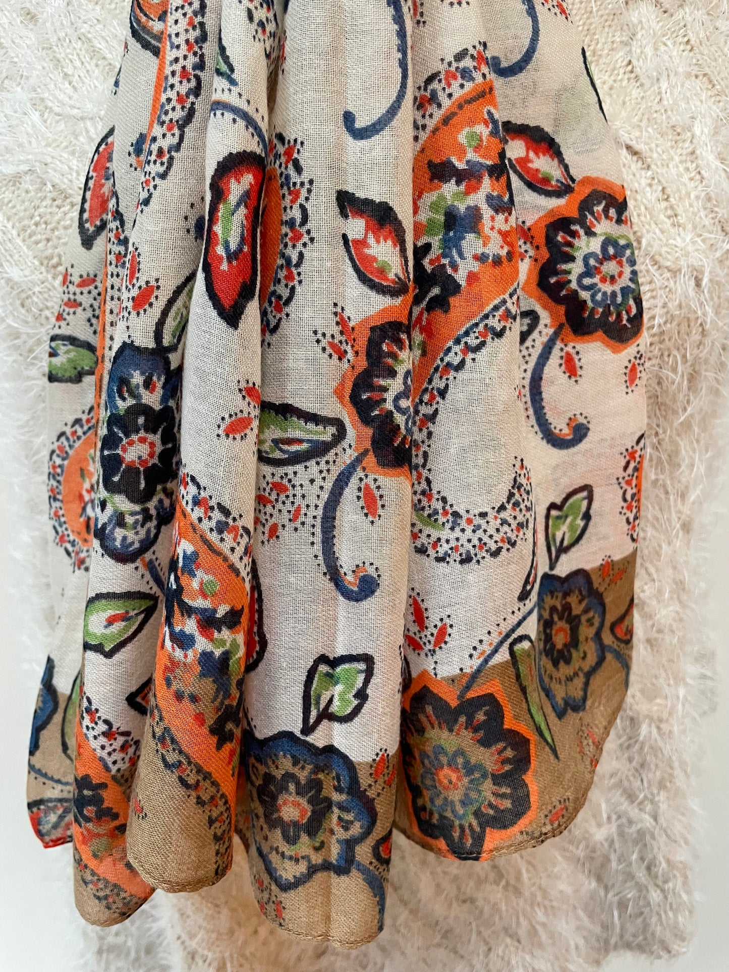 Autumn Mushroom Paisley Print Scarf