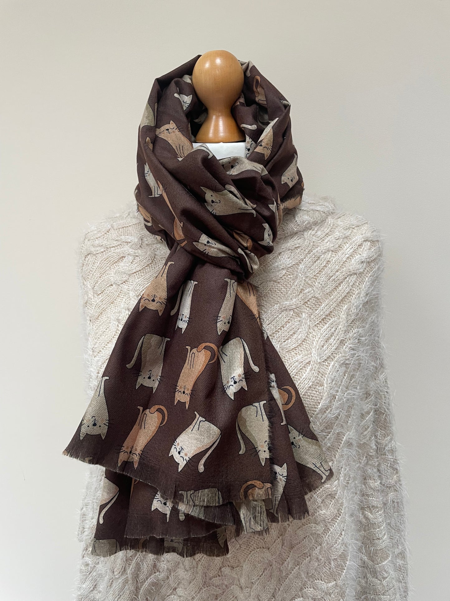 Spring and Autumn Brown Cats Cosy Scarf