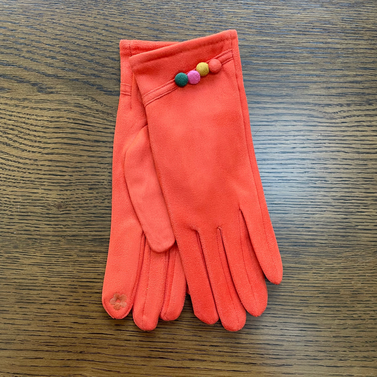Spring and Autumn Orange Colourful Button Gloves