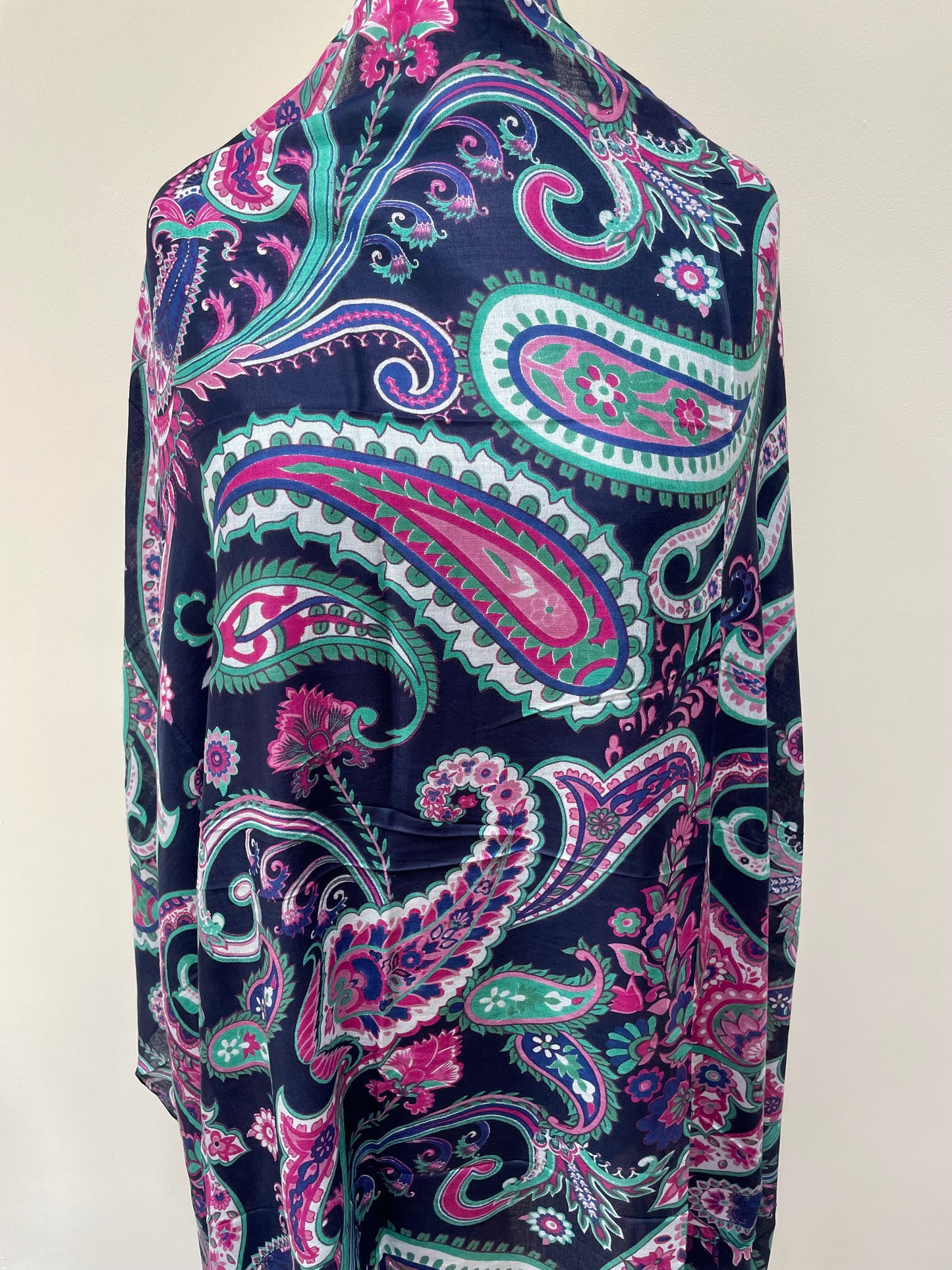 Winter Navy Paisley Print Scarf