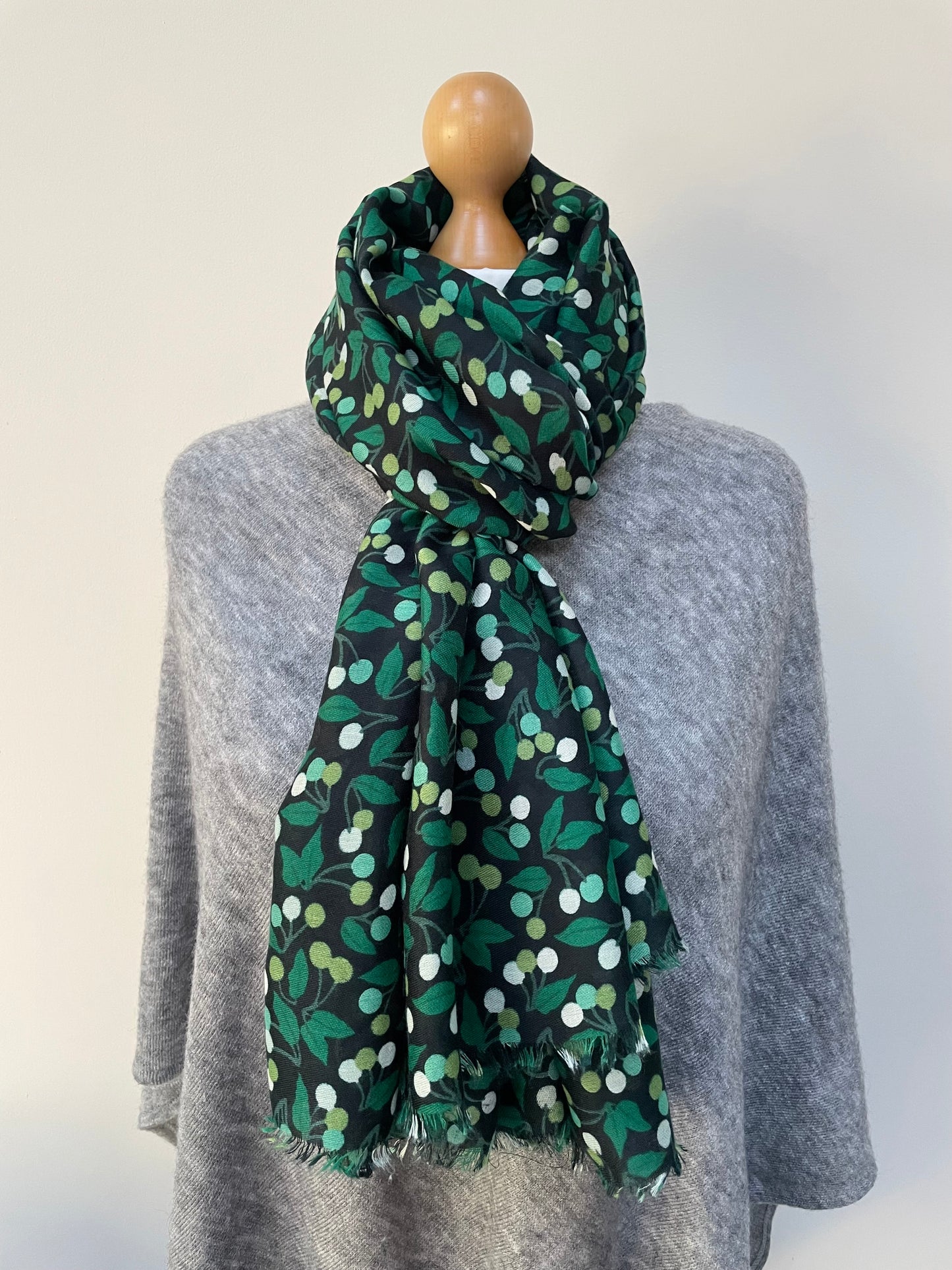 Winter Green Little Berries Scarf