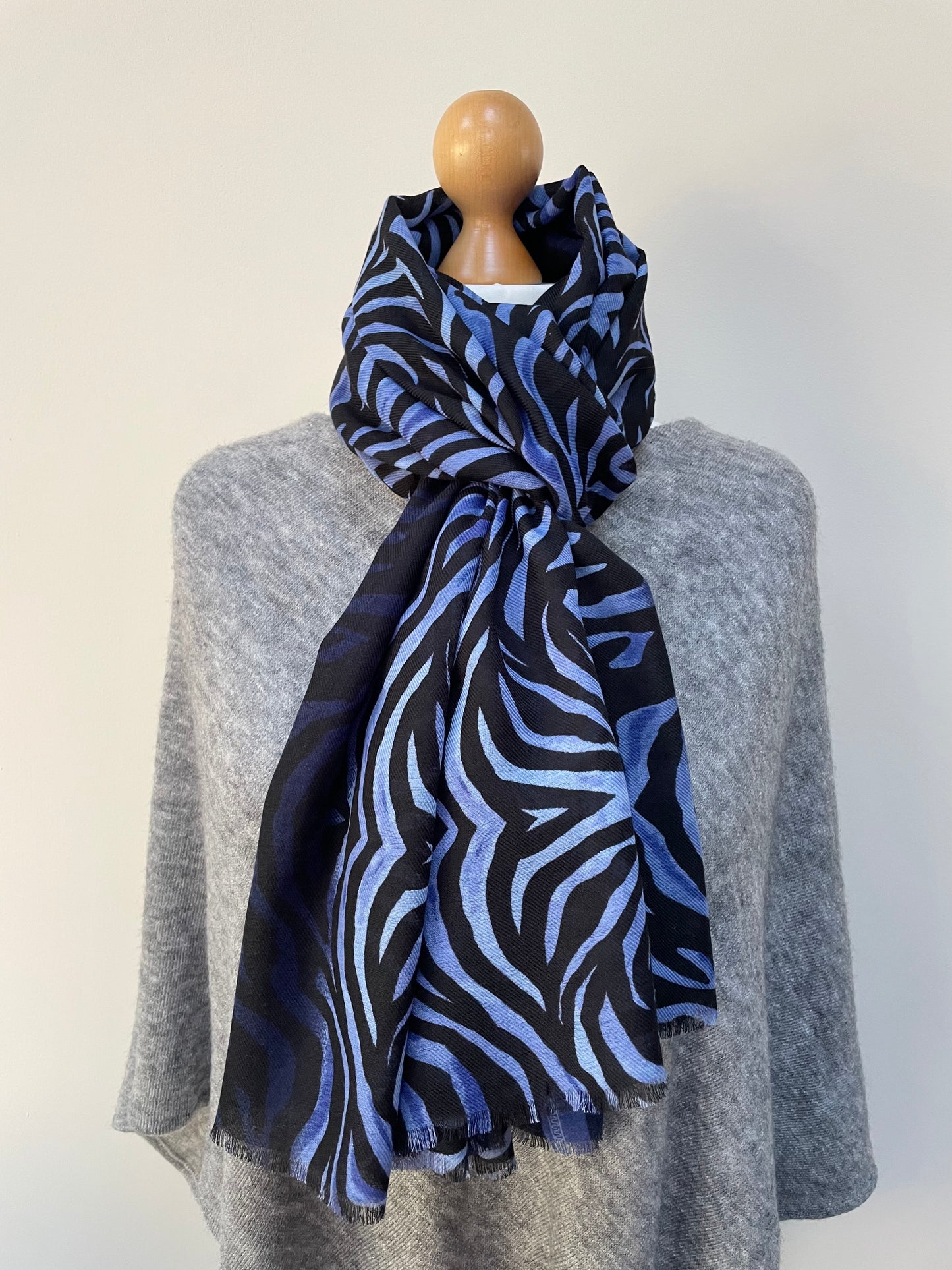 Winter Blue Zebra Scarf