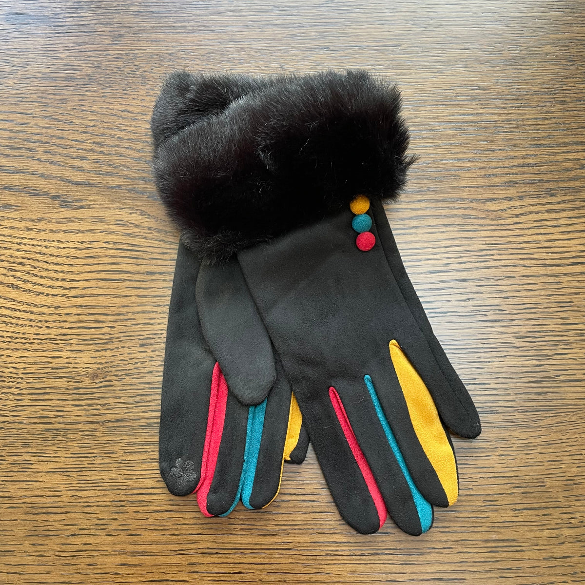 Black Fluffy Cuff Gloves