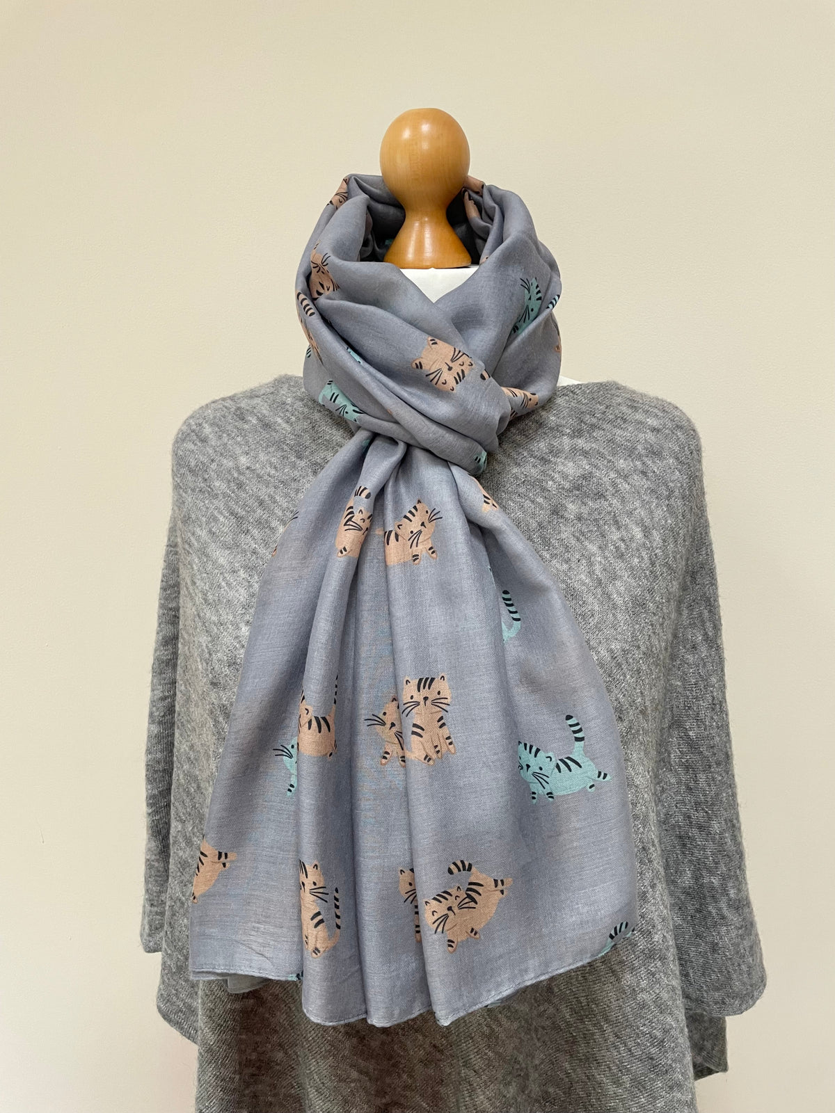 Grey Cute Cats Scarf