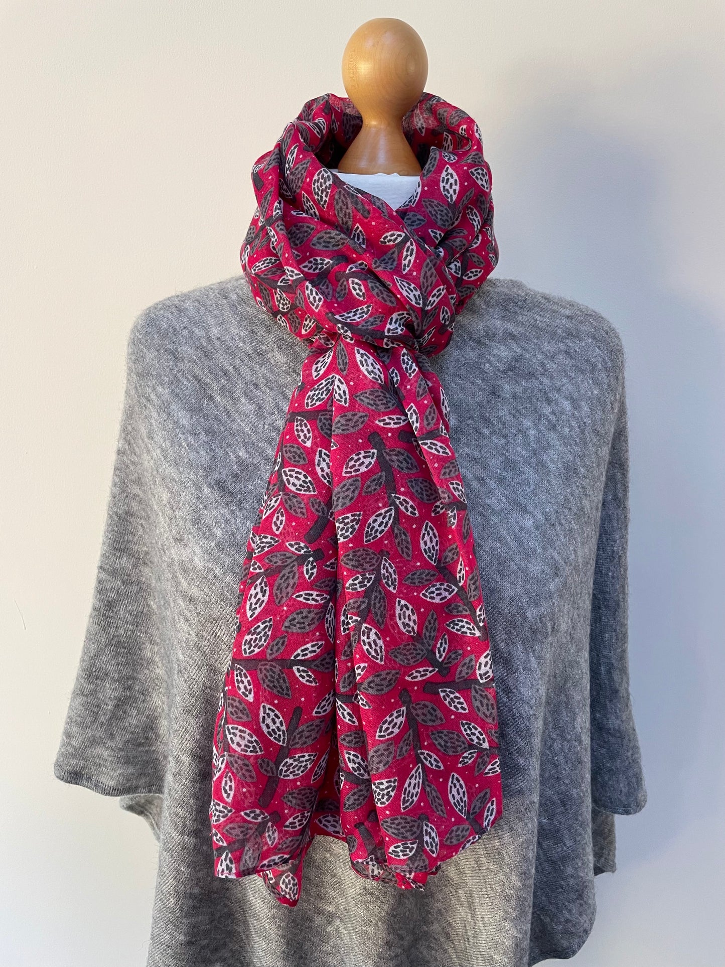 Summer Cherry Leafy Branches Scarf