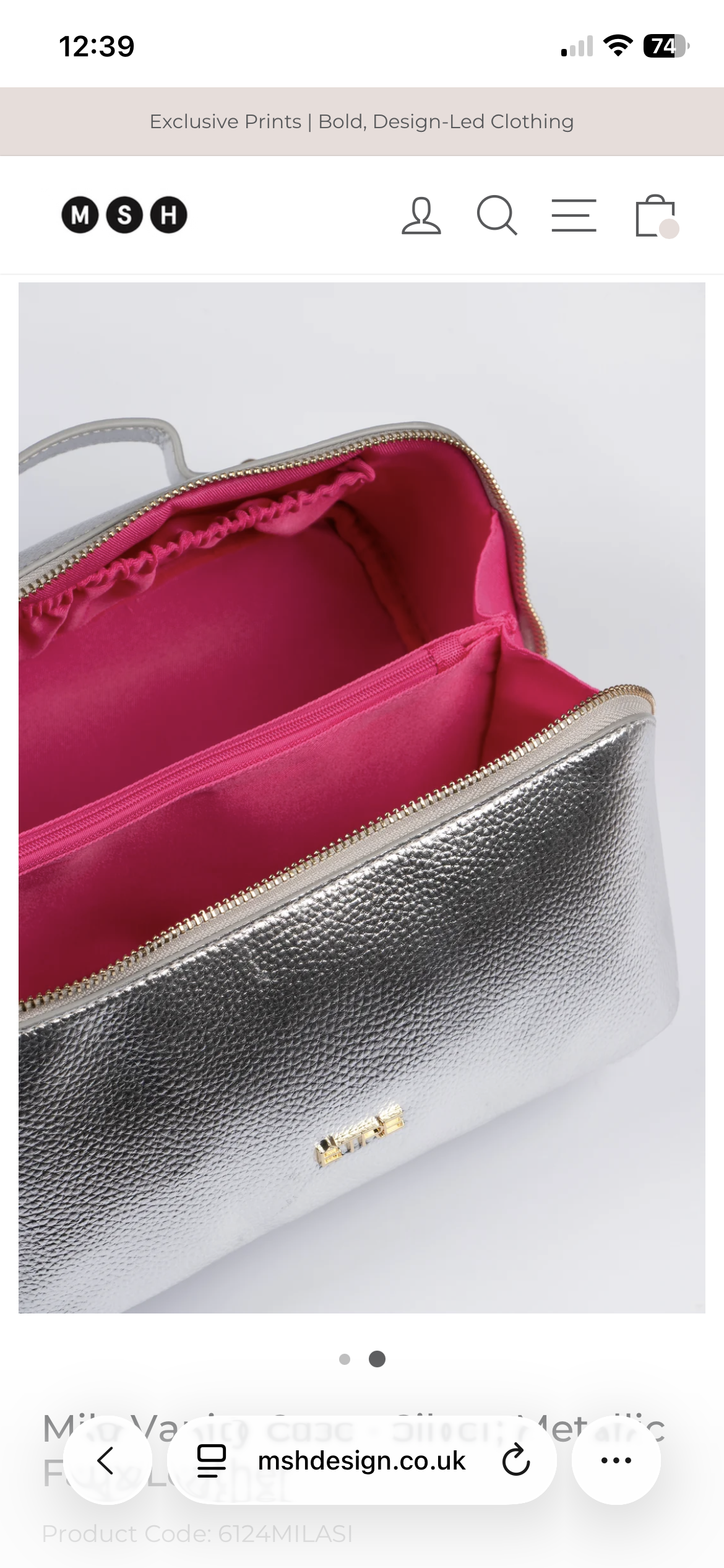 Silver Vanity Case Pebbled Faux Leather