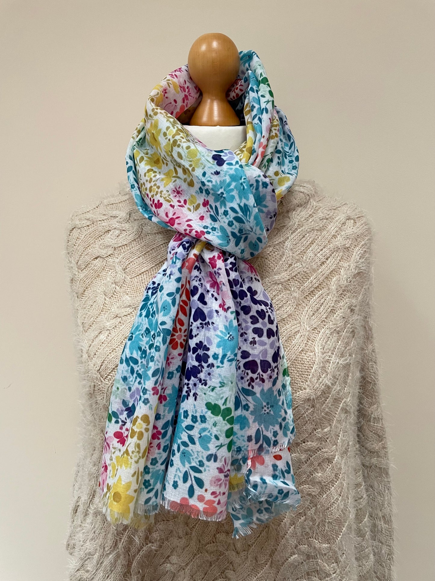 Rainbow Ditsy Floral Scarf