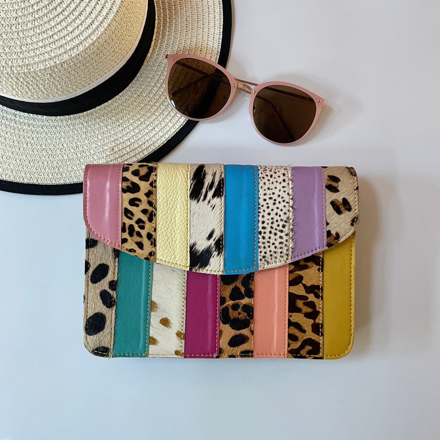 Nephele Lulu Bags Unique Handmade Recycled Sustainable Upcycled Leather Rainbow