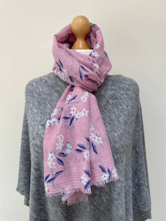 Summer Pink Floral Scarf