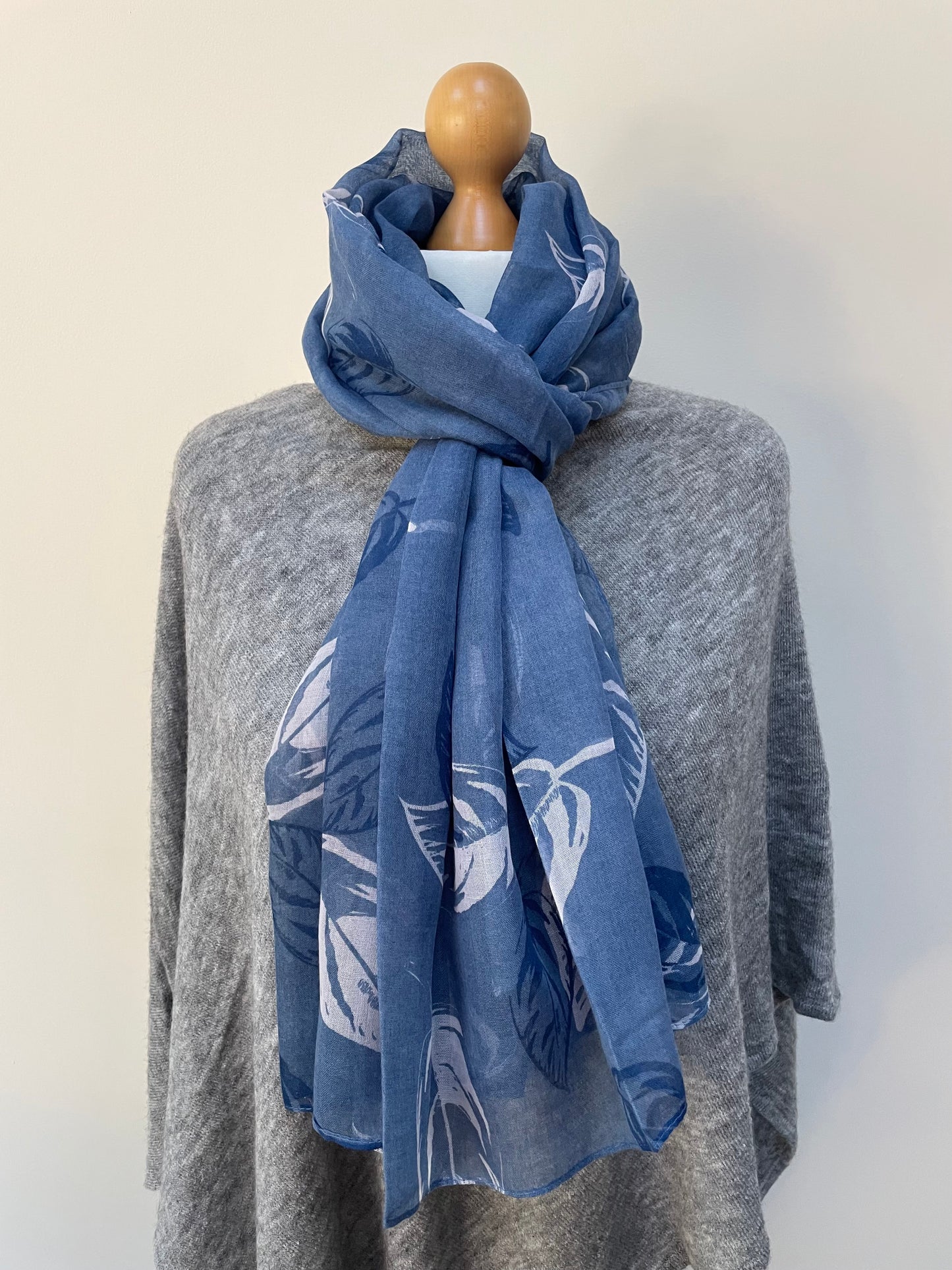 Summer Blue Leaves Scarf