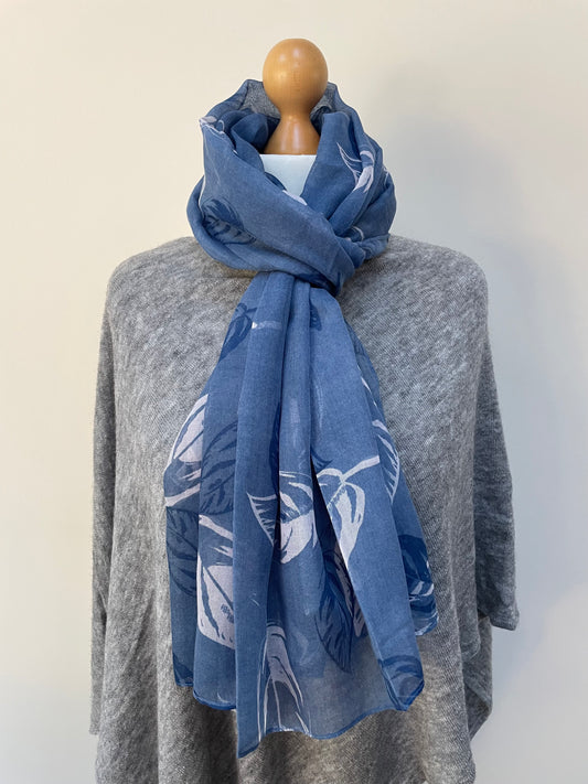 Summer Blue Leaves Scarf