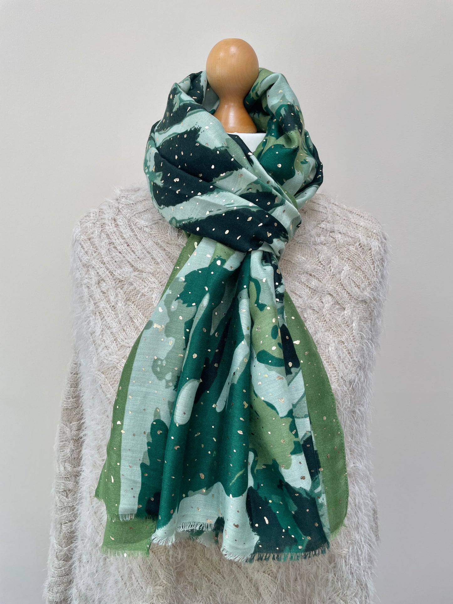 Autumn Green and Gold Scarf
