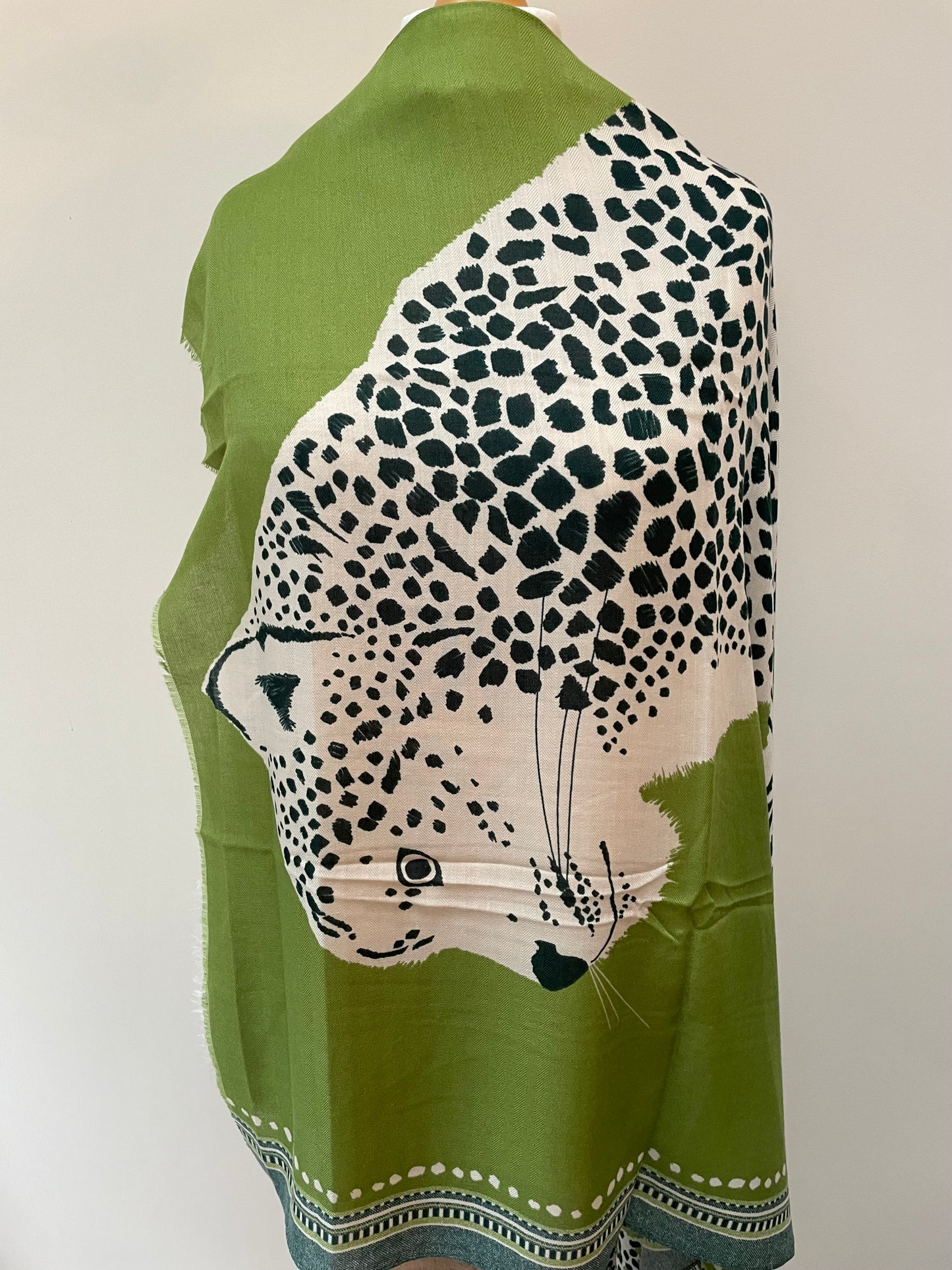 Autumn Green Tiger and Leopards Scarf