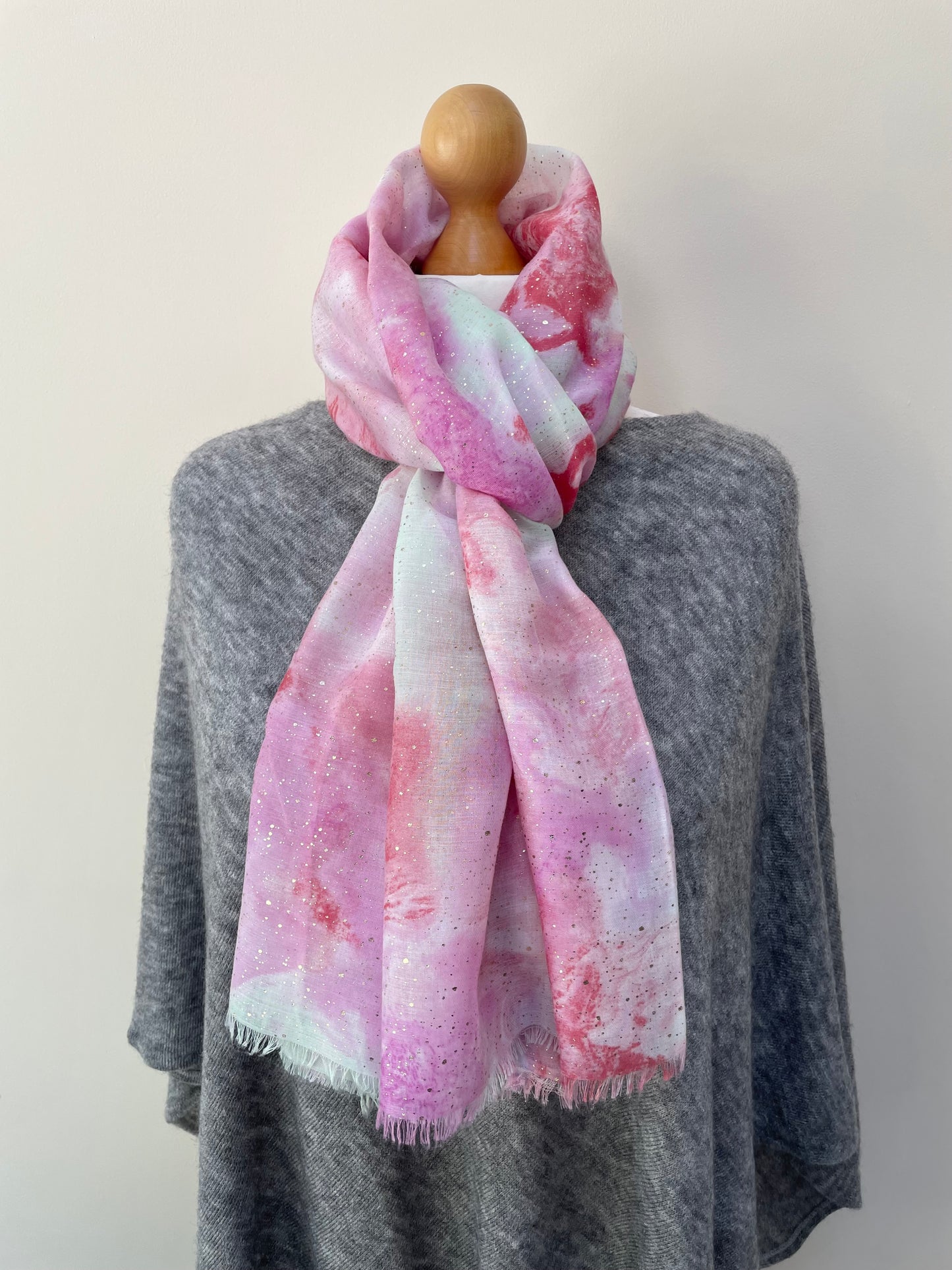 Summer Pink Marbled Ink Scarf