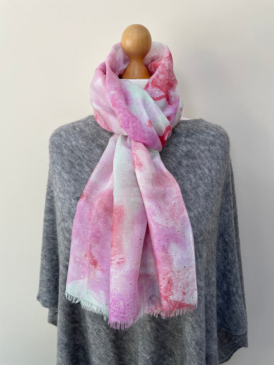 Summer Pink Marbled Ink Scarf