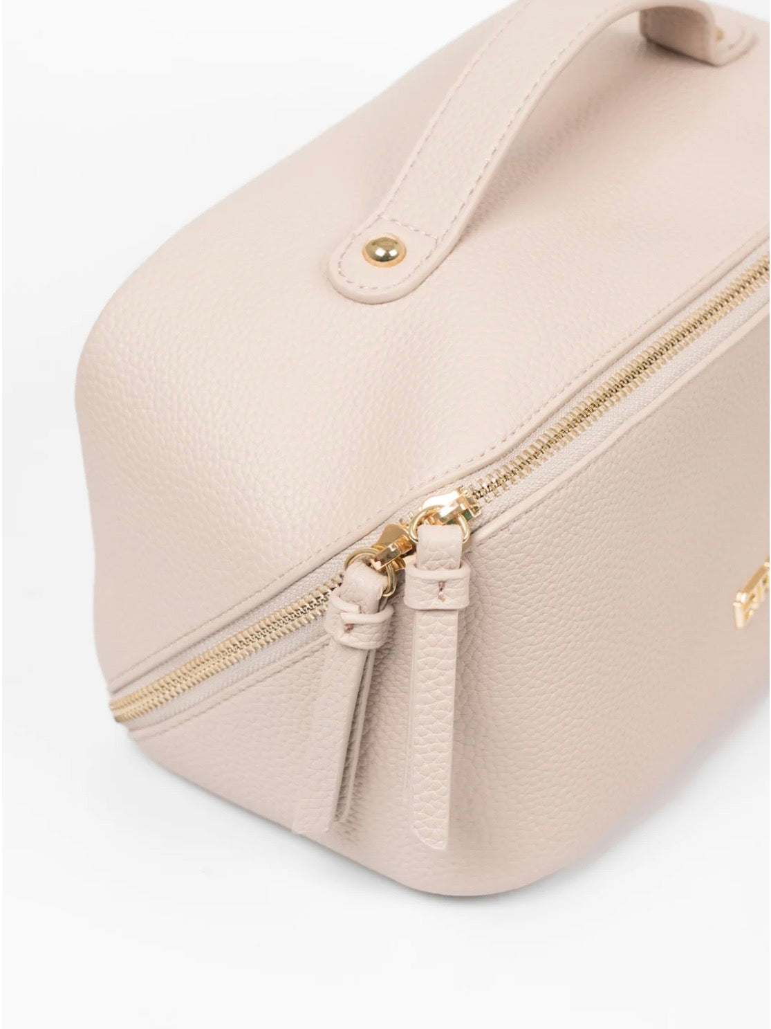 Cream Vanity Case Pebbled Faux Leather