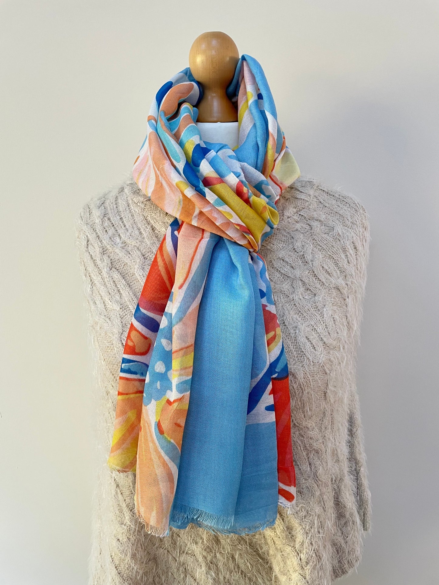 Blue Large Tropical Scarf