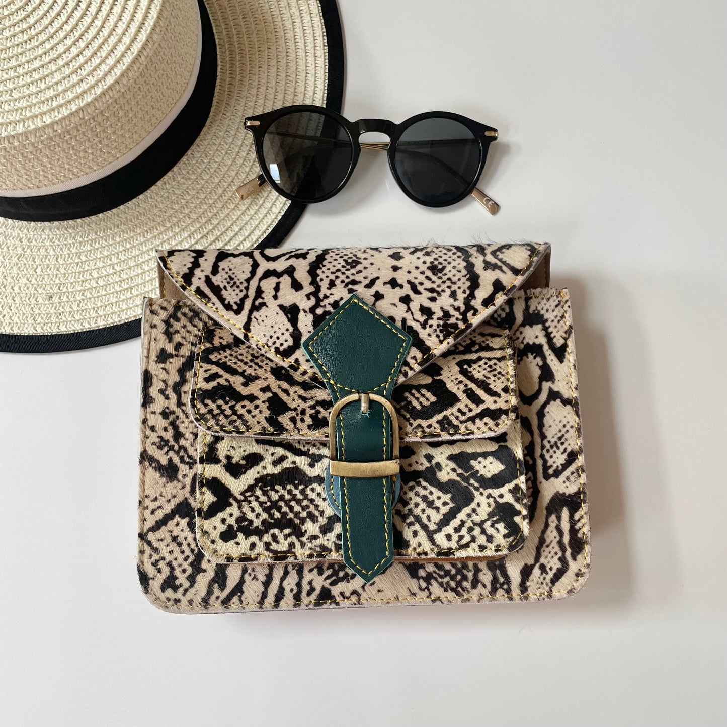 OUTLET Nephele Kelci Full Print Bag Unique Handmade Recycled Sustainable Leather