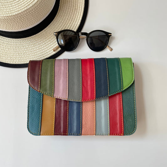 OUTLET Nephele Lucy Bag Unique Handmade Recycled Sustainable Leather Rainbow