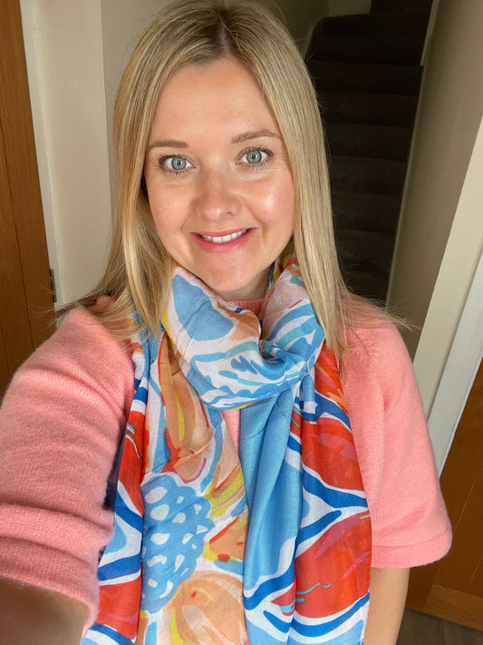 Blue Large Tropical Scarf