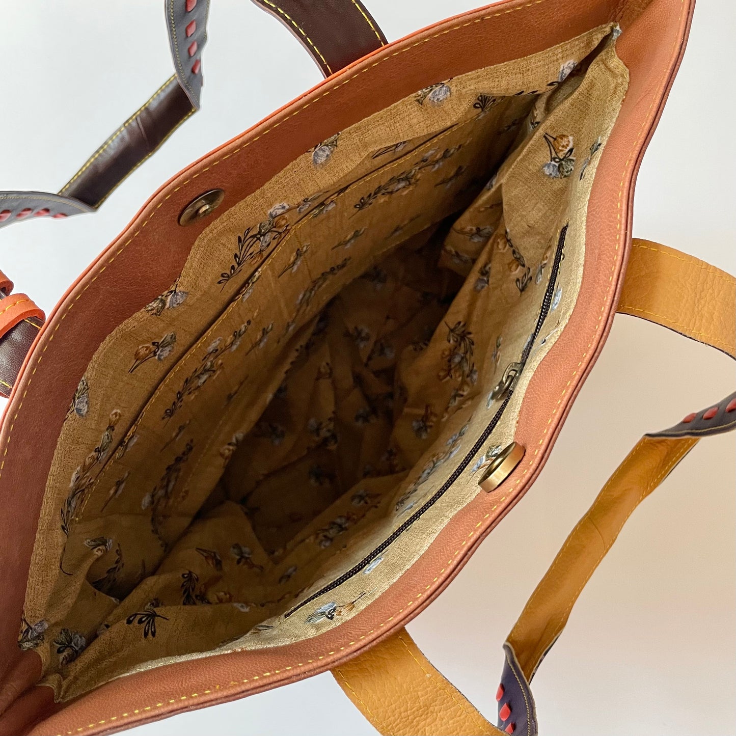 Nephele April Tote Bag Unique Handmade Recycled Sustainable Leather