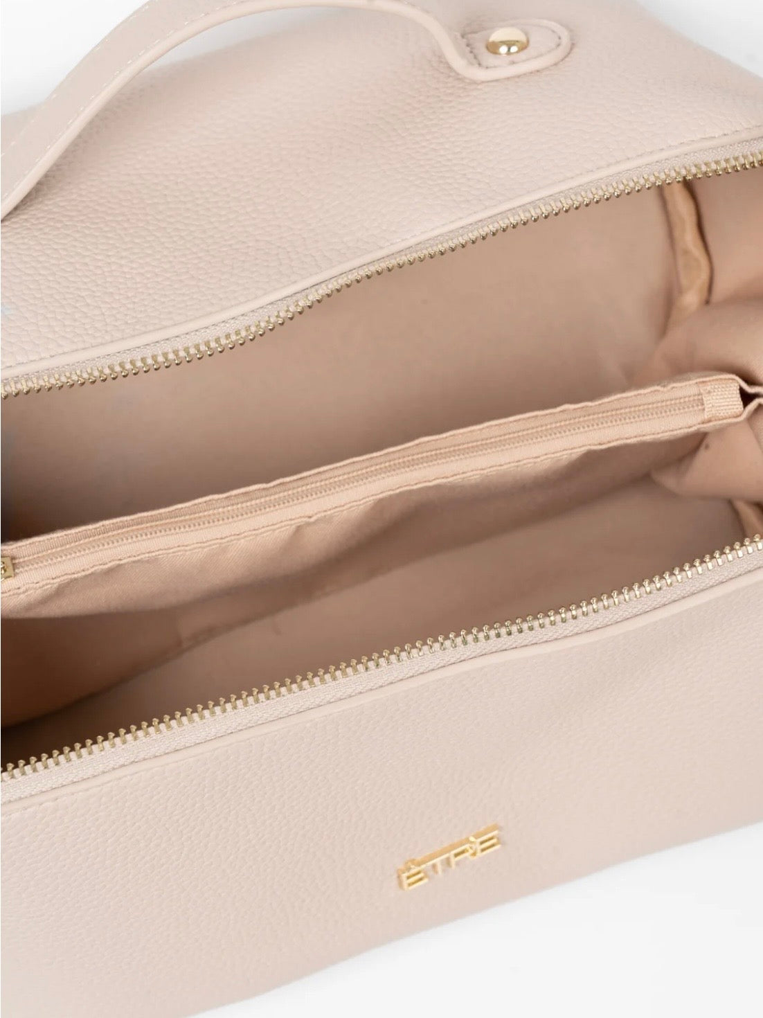 Cream Vanity Case Pebbled Faux Leather