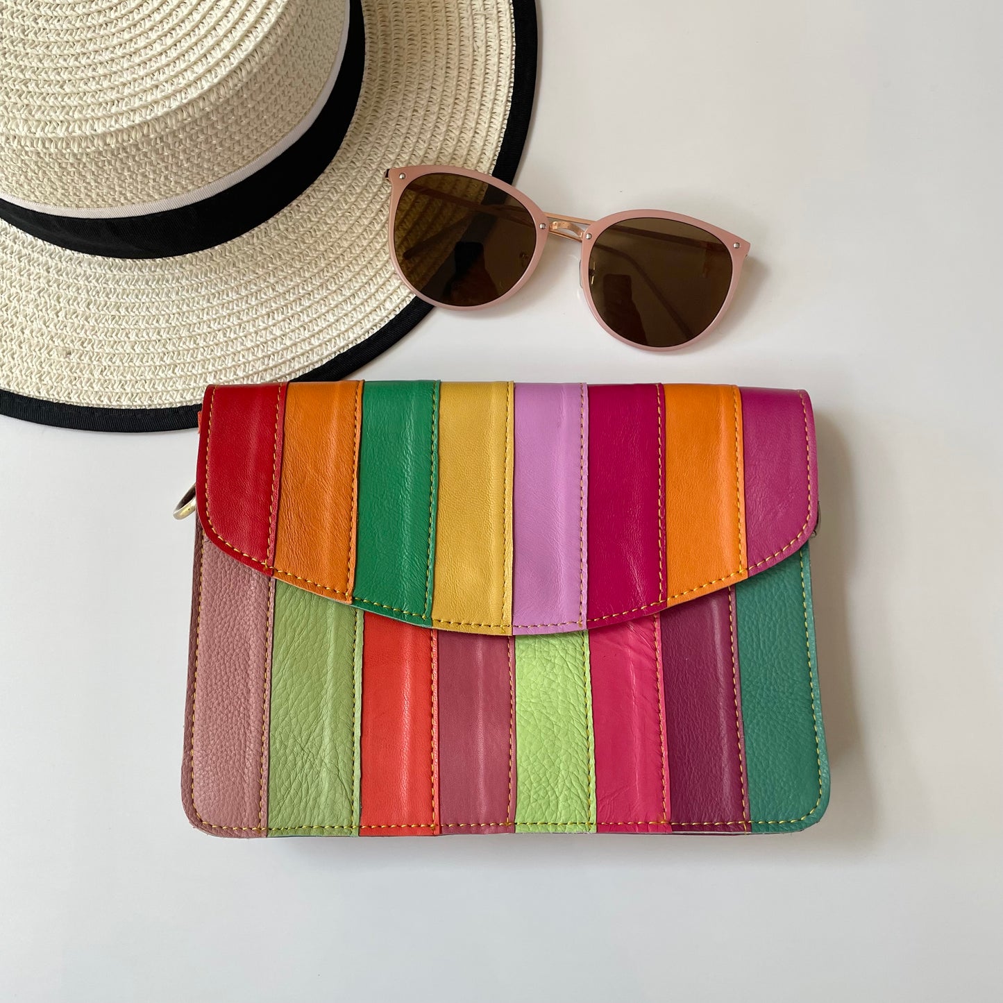 Nephele Lucy Bags Unique Handmade Recycled Sustainable Upcycled Leather Rainbow