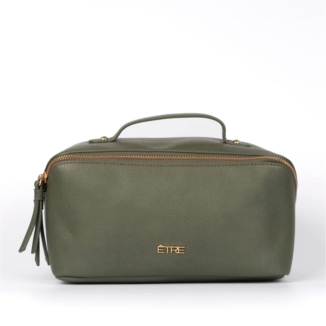 Olive Vanity Case Pebbled Faux Leather