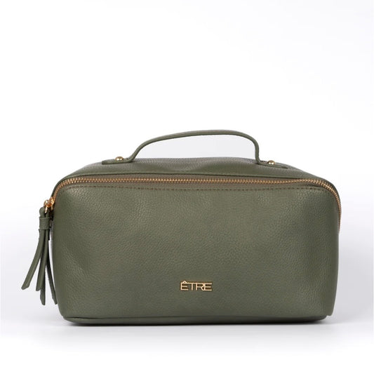 Olive Vanity Case Pebbled Faux Leather