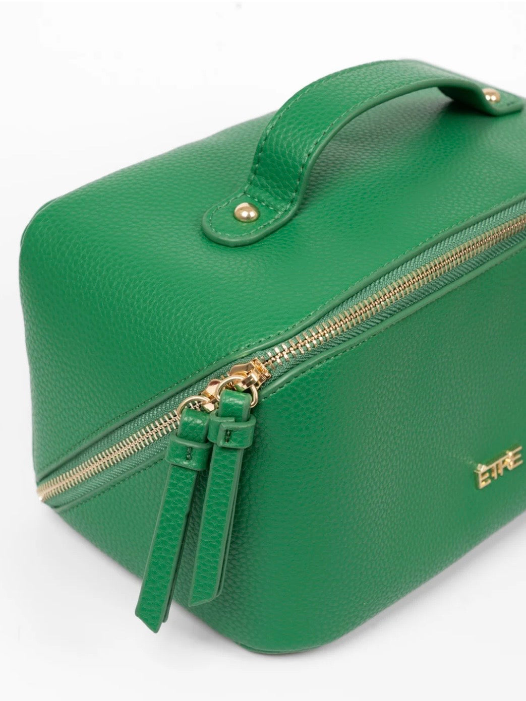 Green Vanity Case Pebbled Faux Leather