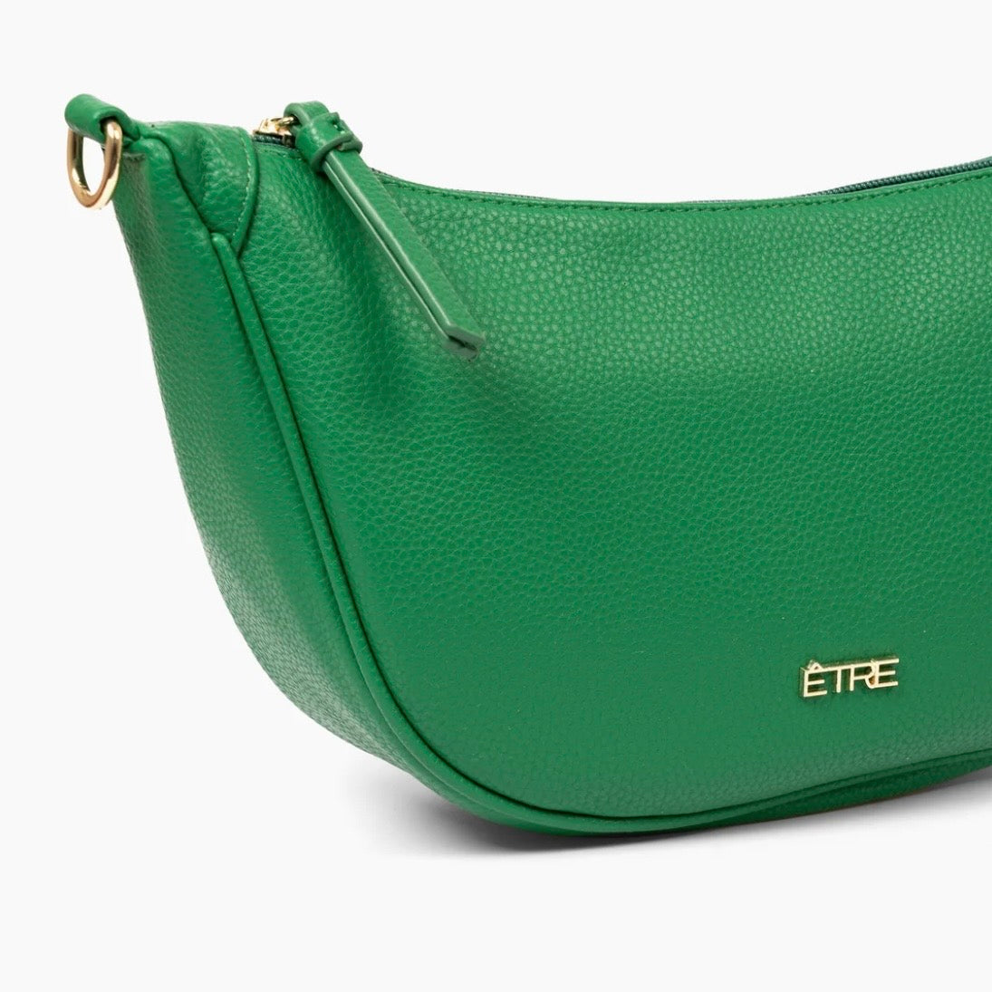 Green Half Moon Crossbody Bag - Pebbled Faux Leather