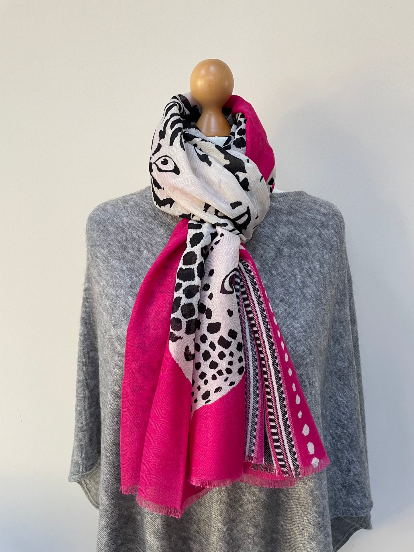 Winter Pink Tiger and Leopards Scarf