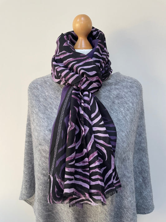 Winter Purple Zebra Scarf