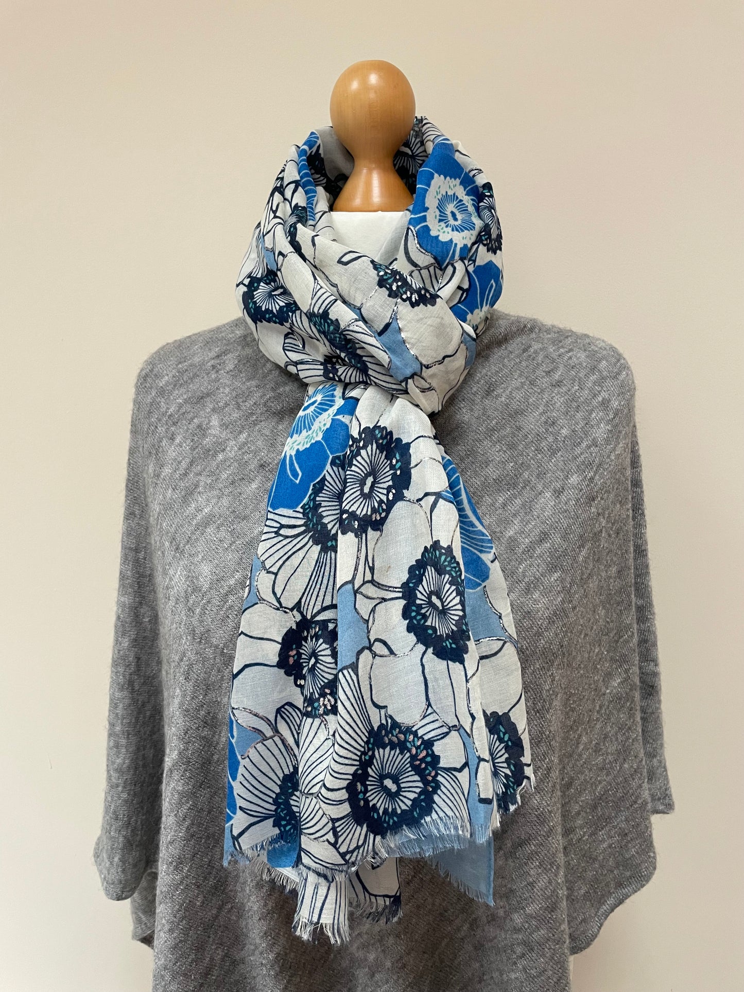 Summer Blue Poppy Scarf