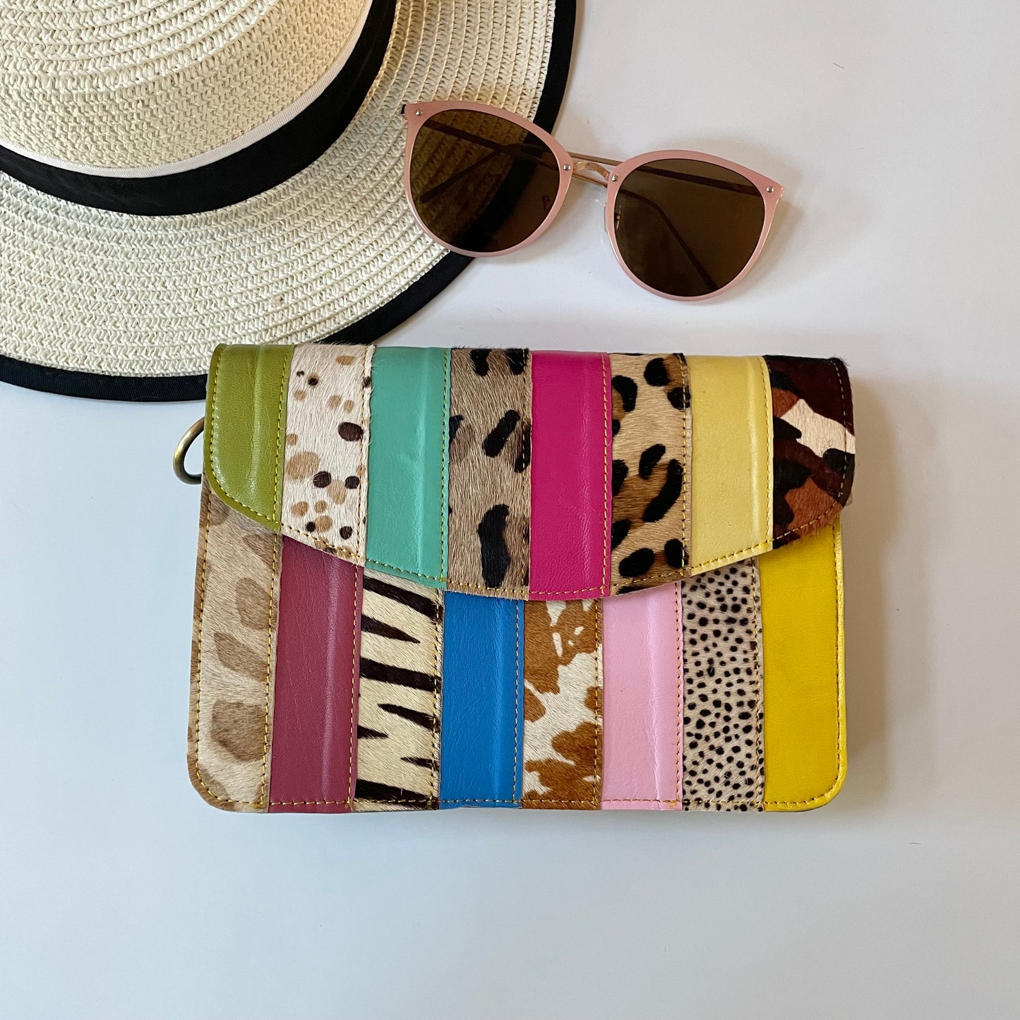 Nephele Lulu Bags Unique Handmade Recycled Sustainable Upcycled Leather Rainbow