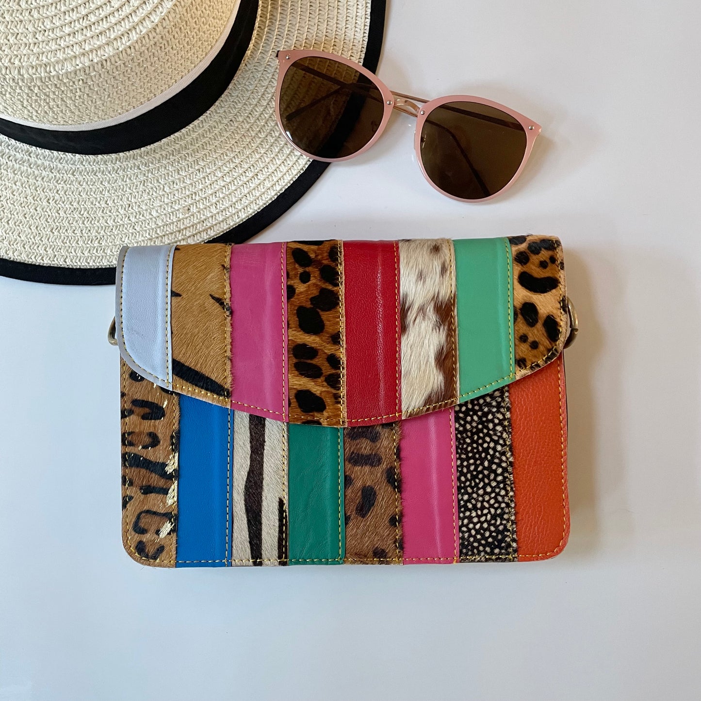 Nephele Lulu Bags Unique Handmade Recycled Sustainable Upcycled Leather Rainbow
