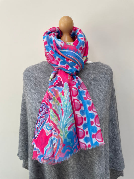 SALE Pink Shell and Starfish Scarf