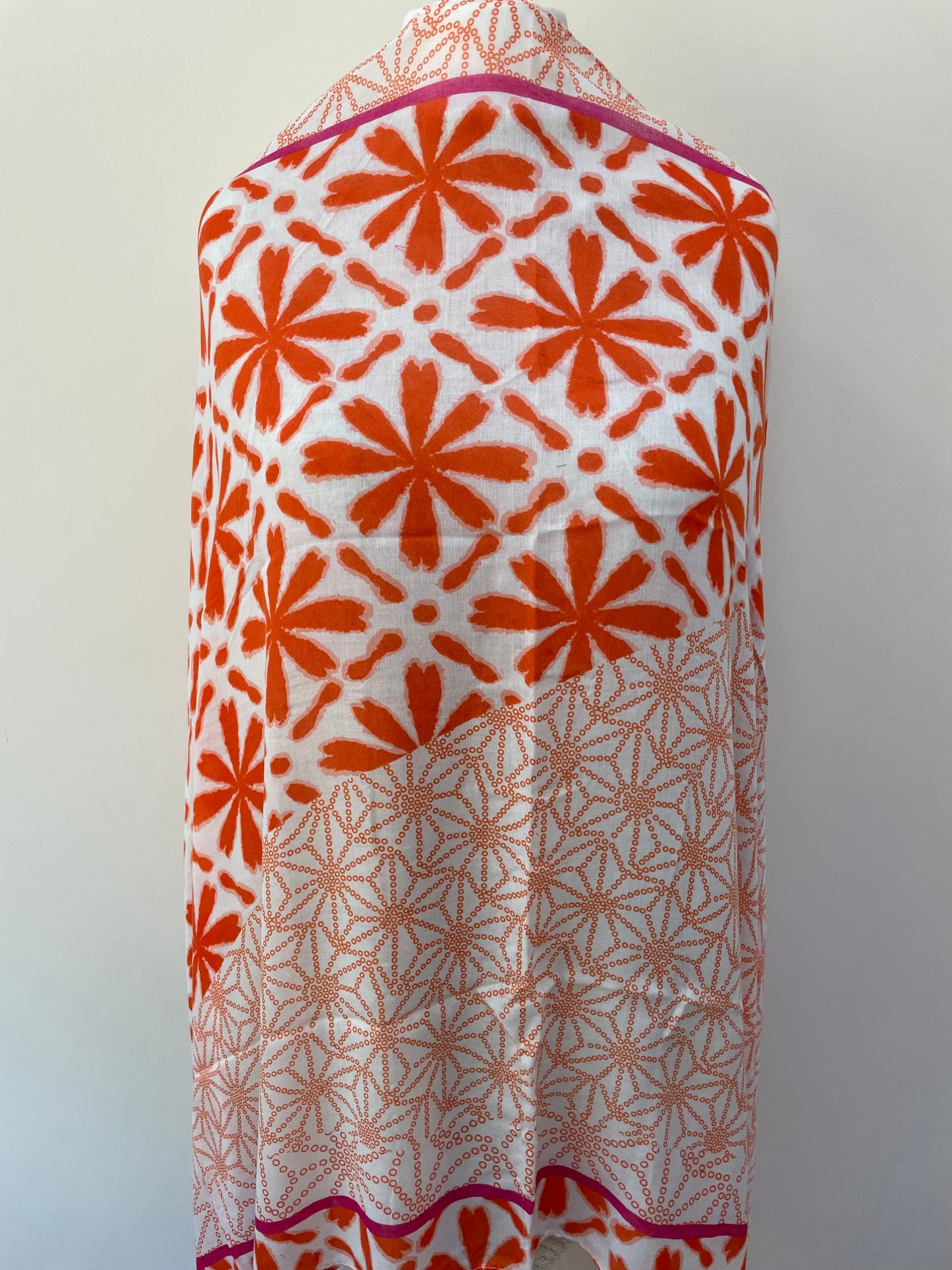 Spring Orange and Pink Tassel Scarf