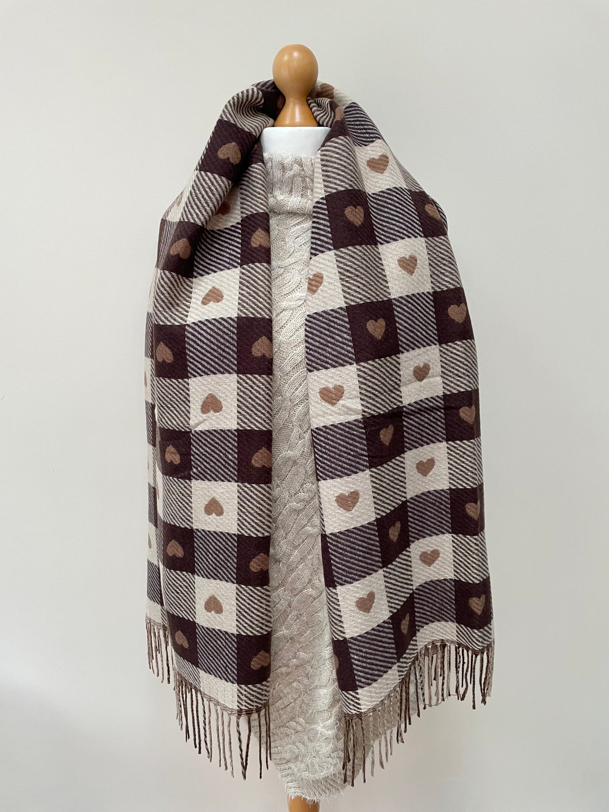Spring and Autumn Brown Heart Scarf