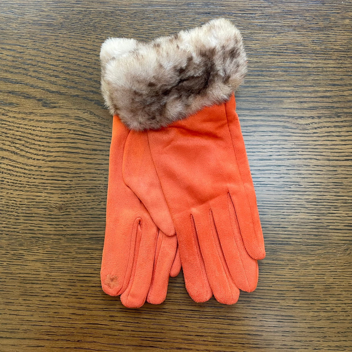 Spring and Autumn Orange Fluffy Cuff Gloves