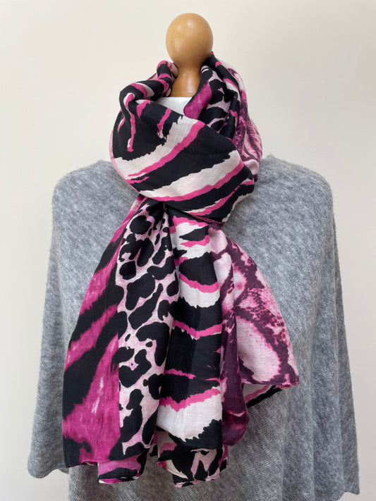 Winter Pink Animal Print Scarf