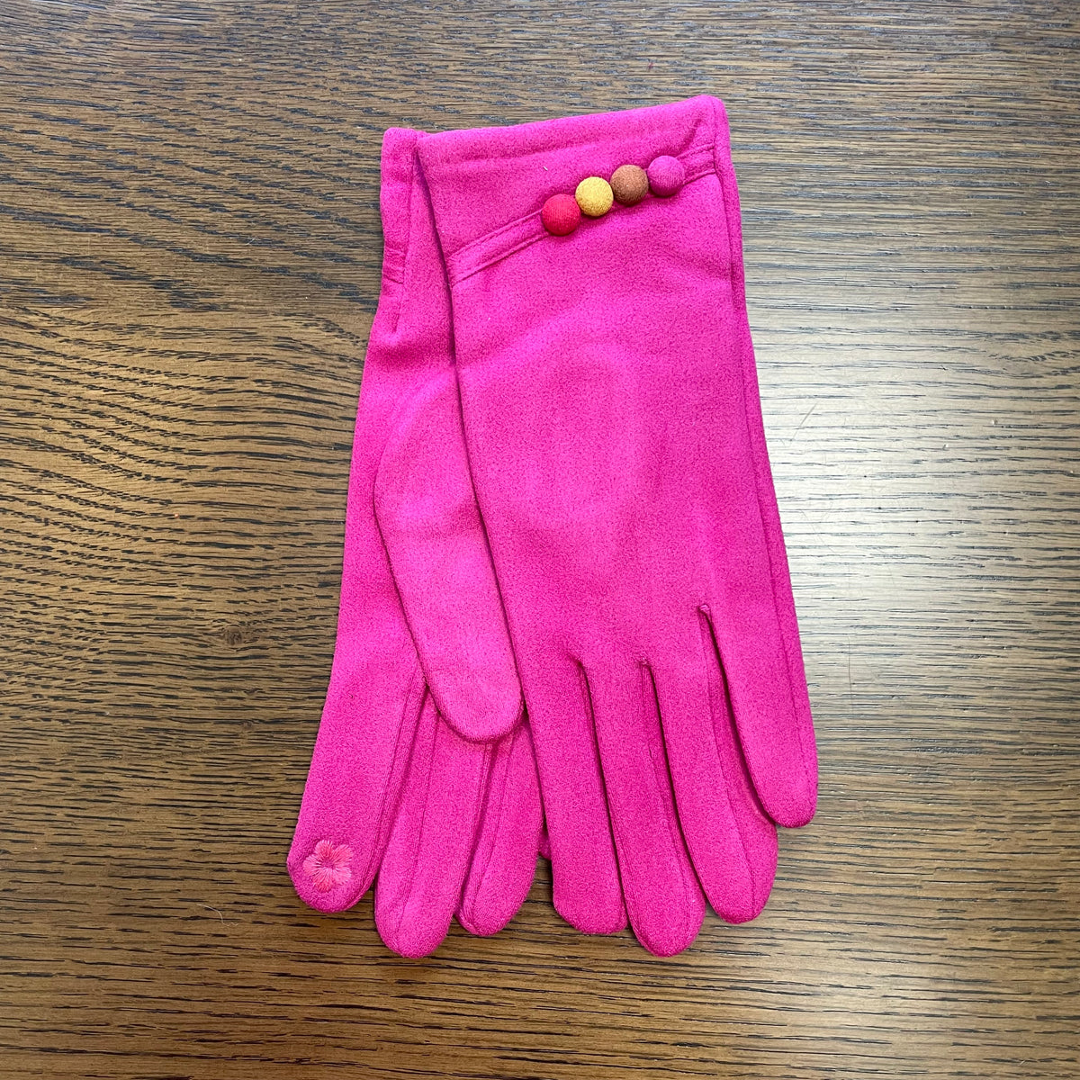 Pink Colourful Button Gloves