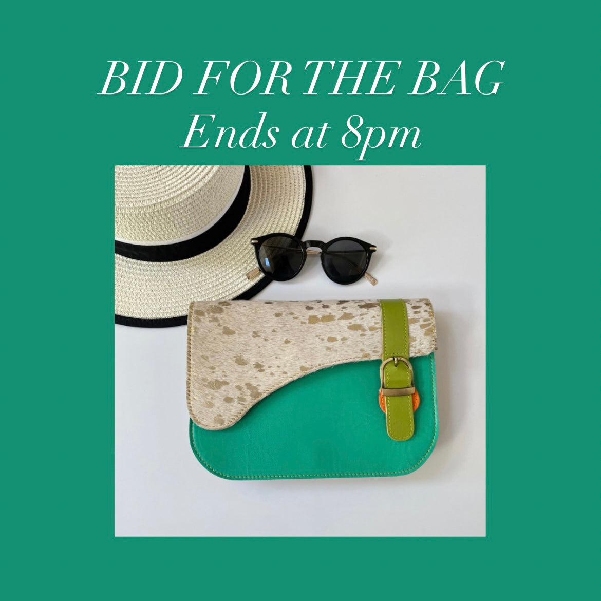Bid for the bag Grace Green Gold Metallic and Blue Cow and Claire Wine Cow