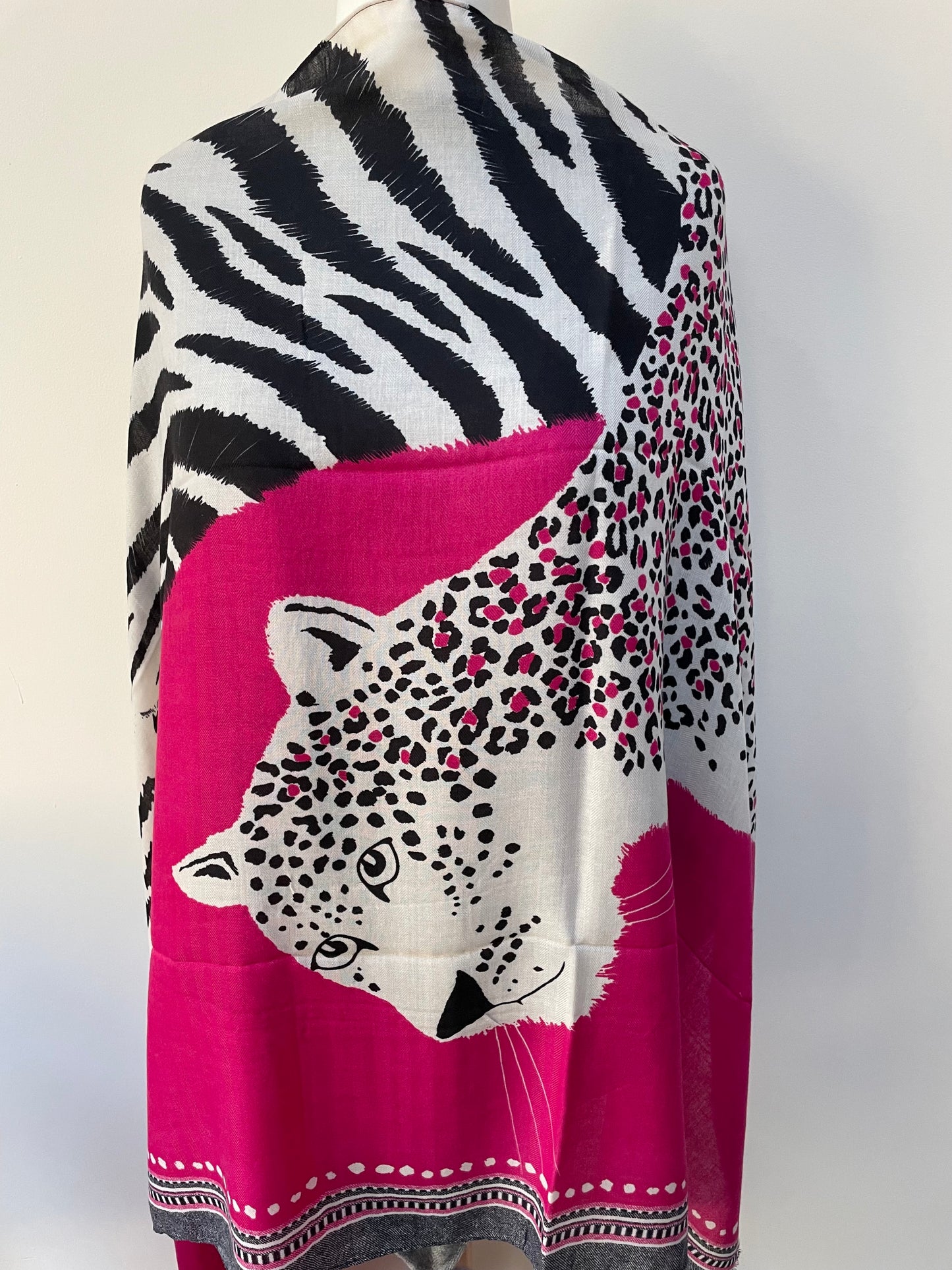 Winter Pink Tiger and Leopards Scarf